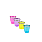 30pc - 1oz Neon Acrylic Shot Cup w/Silver Rim / 80pks per case