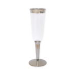 6pc - 6oz Acrylic Clear Champagne Flute w/Silver Rim 48pks per case