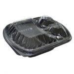 36oz - 3 Compartment Microwavable Black Base W/Lid  /252 pcs per cs