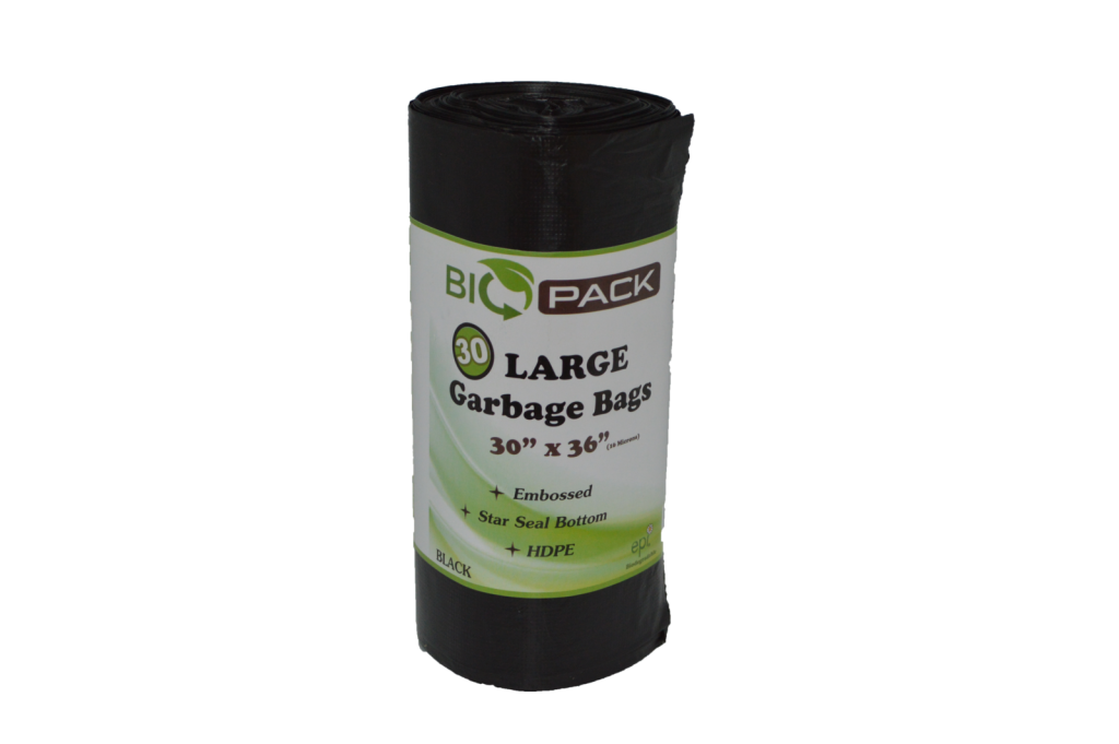 30ct Biopack Large Black Garbage Bag/ 20pcks per case Container Central