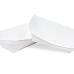25pc - 5.75''x 3.5''x2'' White Paper Food Tray /20pks per case