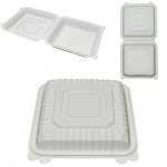 9'' - Biopack Square White Clamshell/150pcs per case
