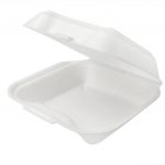 100ct - 8''x8''- Hinged White Foam Box (2pks  of 100's) / 200pcs per cs