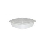 650ml/22oz - Square White Low Base & Clear Lid 300pcs per case