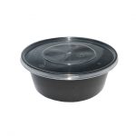 300ml - Round Take Out Bowls W/Lids Black Base 450pcs per cs