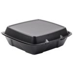 100pc -9''x9'' Hinged Black Foam Box (2pks X100's) /200pcs per cs