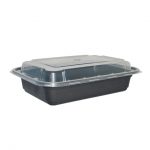 16oz  Rectangle Black Base/Clr Lid (150pcs per case)