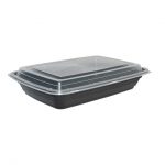 800ml/27oz -  Rectangular  Black Low Base & Clear Lid /150pcs per case