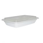 800ml/27oz  -  Rectangular White Low Base & Clear Lid /150pcs per case