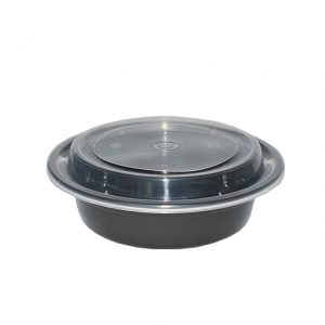 425ml/14oz  - Round Black Base Container & Clear Lid /150pcs per case