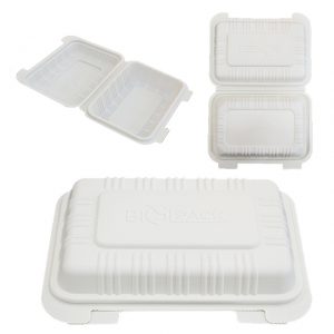 5'' x 7'' - Bioppack Snack White Take Out Clamshell/ 300pcs per cs