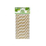 50ct - 7.75'' Biopack Gold Swirl  Paper Straws/ 100pks per cs