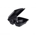 100ct - 8'' 3 Section Black Foam Hinged Boxes/2pks per case