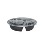 1000ml/32oz - 3 Compartment Round Container Black Base Clear  Lid/150pcs per cs
