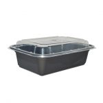 24oz - Rectangular Black Base & Clear Lid/150pcs per case