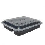 1000ml/33oz - 4 Compartment Black Base & Clear Lid/150pcs per case