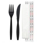 250ct - Rhinopack Combo Black (Knife, Fork & Napkins)
