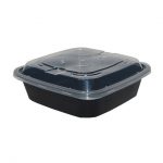 650ml - Square Black Base & Clear Lid Container/300pcs per case