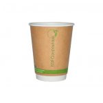 50pc - 12oz Biopack Double Wall PLA Kraft Hot Cup/10pks per case (6282 Lids)