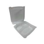 8''x 8'' -  Eco Friendly Microwaveable Clear 3 Section Clamshell/150pcs per cs