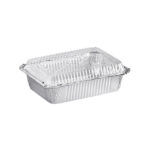 10pc - 1.5lb (7"Lx5"Wx2"H) Aluminum Pans with Clear Lids 45pks per case
