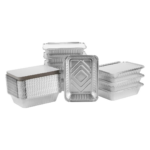 4pk - 2lb (8"Lx5.5"Wx2"H) Oblong Aluminum Pans with Paper Lid / 72pks per case