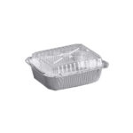 10pcs - 1lb (6"Lx5"Wx2") Aluminum Pans with Clear Lids 80pks per case