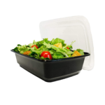 33oz Rectangular Black Base & Clear Lid - 200cs