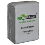 500pc -9''x 9'' Biopack Cocktail White 1Ply Napkins/8pks  per case