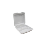 8''x 8'' - 3 Compartment Eco Friendly Microwaveable White Clamshell/150pcs per case