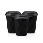 25pc - 12oz Black Paper Hot Cups With Lids/40pks per case