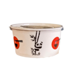 32oz/1000ml - Round Printed Paper Bowls with Clear Plastic Lid/ 300pcs per cs