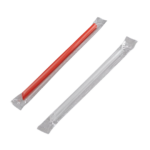 100pcs - 8" Red/Clear Boba Straws Wrapped/ 24pks per case