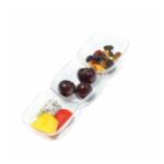 6pk - 8.5" Acrylic Clear Plastic 3-Section Dessert Bowl - 36pks per cs