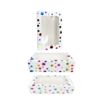 8.75"Lx5.75"Wx2.5"H - Printed Moon/Star Pattern Pastry Box with Window