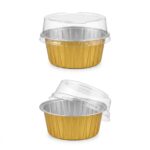 4oz - Gold Coated Foil Round Mini Pan With Dome Clear Lid