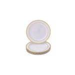 6pk - 7" Acrylic White Plastic Dessert Plate with Gold Rim - 24pks per cs