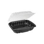 9''x6''x3'' - Black Base Clear Hinged Lid/150pcs per case