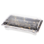 8''x3'' - Black Pattern Sushi Tray With Clear Lid/ 400pcs per case