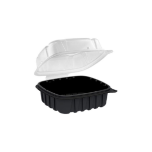 6''x6''x3'' - Black Base Clear Hinged Lid Burger Container/300pcs per case