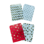 100pc - 6"x5" Favor Paper White/Red Bag with Gold Chevron, Star, & Heart Print