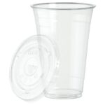 100pc - 20oz Clear Pet Cold Cups with Flat Lids/10pks x 100's per case