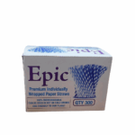 300ct - Epic 8'' Biodegradable Wrapped Black/Red Stripe Paper Straws