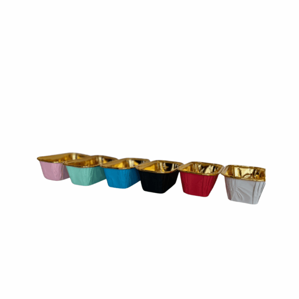 18pc - 2.5''(W)x1.5''(H) x4.25'' Mini Loaf Foil Coloured Paper Cup - Image 1