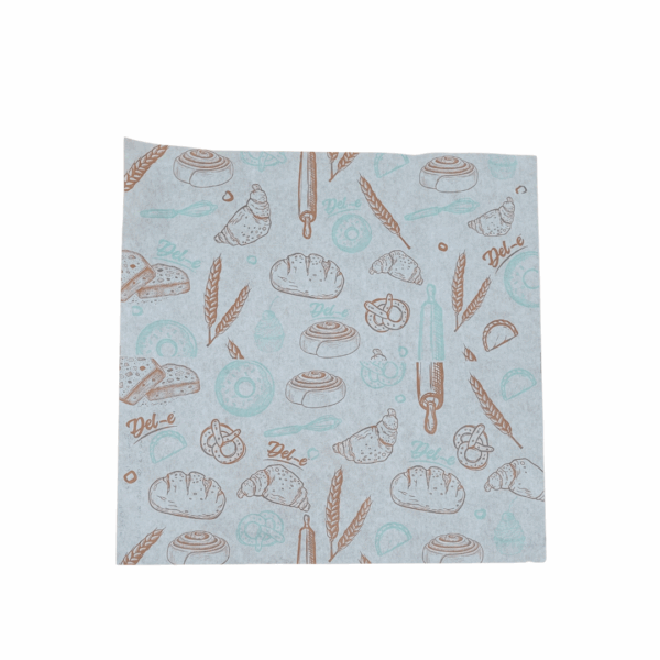 100pcs - 12''x12'' Del-E Bistro Print Greaseproof Paper (500per case) - Image 1