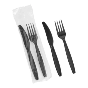 500ct -Heavy Duty Black Fork & Knife Wrap