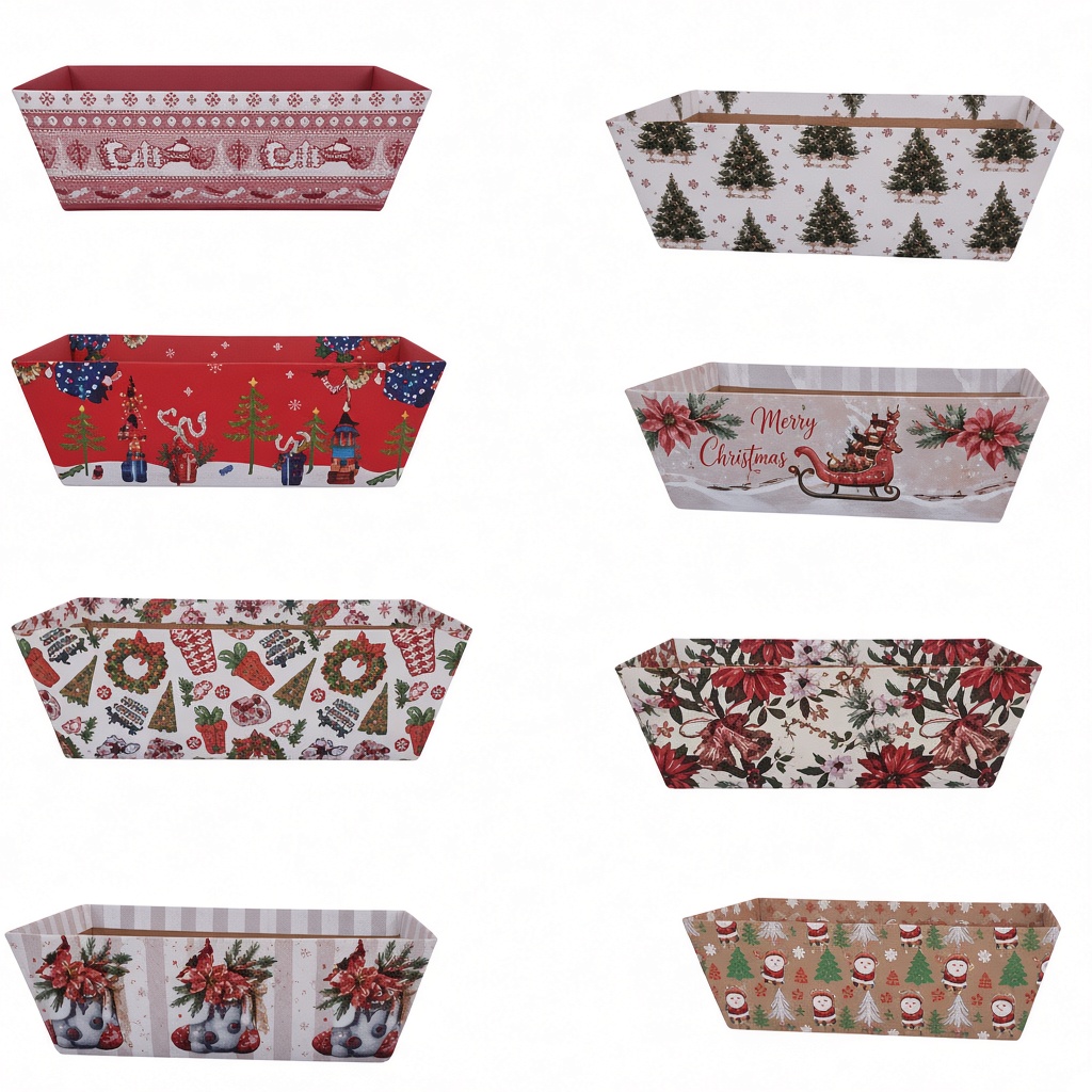 232 9''Lx6''Wx 3''H - Christmas Print/Red Gift Packaging Tray - Image 1