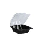 8''x8''x3'' - Black Base Clear Hinged Lid/200pcs per case