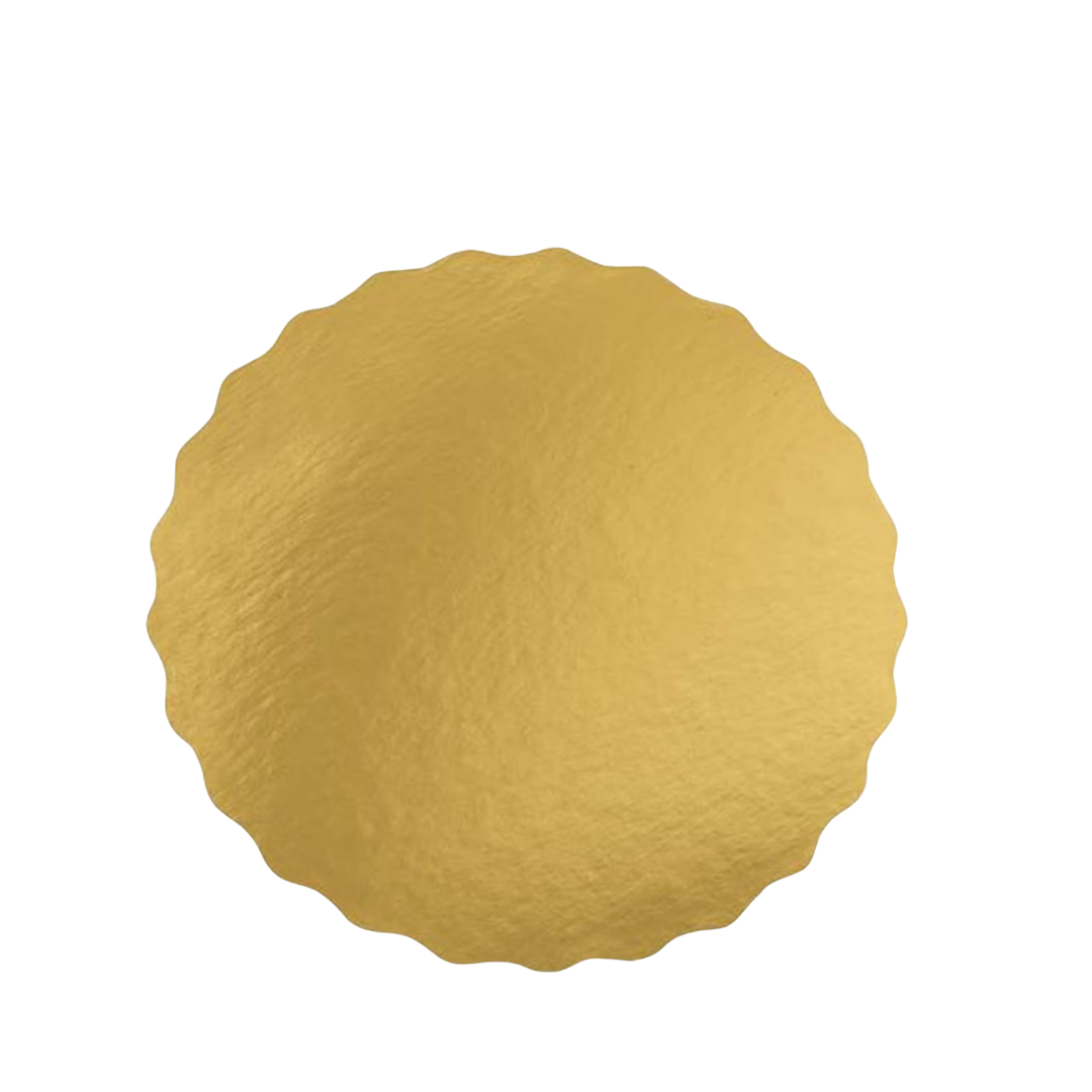 Untitled design (2) 12'' Gold Scallop Edge Gold Cake Circle/ 300pcs per case - Image 1