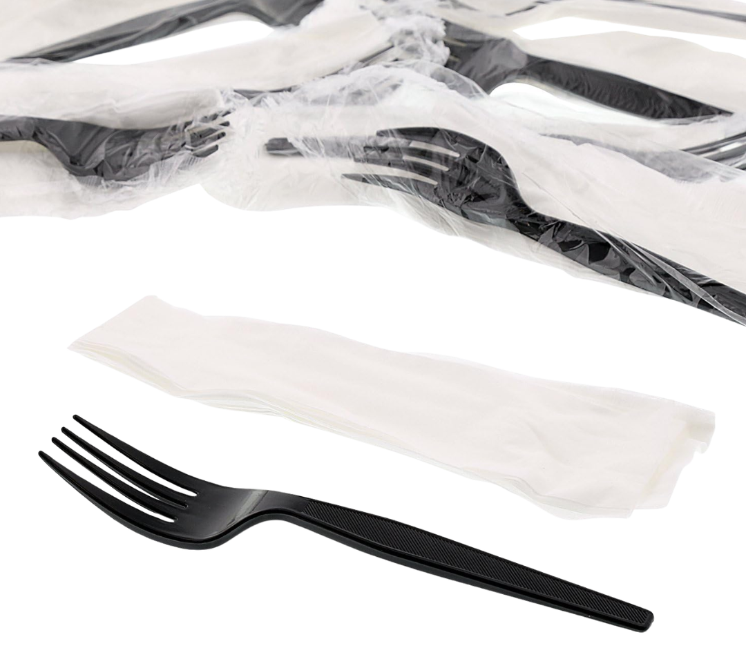 SML-4104 25pc - Prepackage Heavy Duty Wrapped Black Forks /20pks per cases /500pcs - Image 1